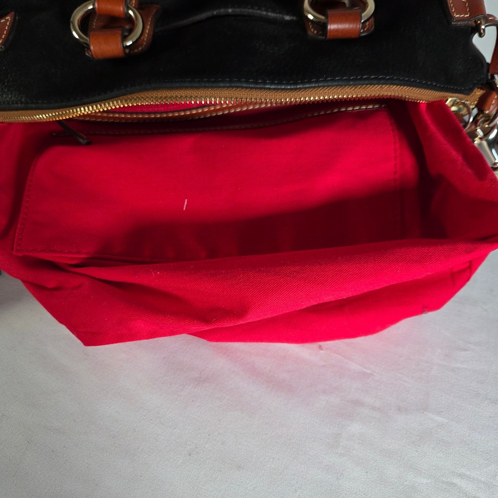 Dooney & Bourke Black Suede Leather Satchel Crossbody Bag Tassels & Dust Bag - Picture 10 of 11